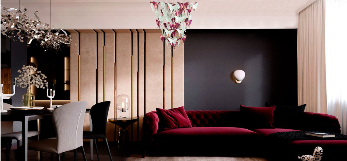 Люстра Розовые Бабочки Светло-Зеленая база Night Butterflies Chandelier Pink