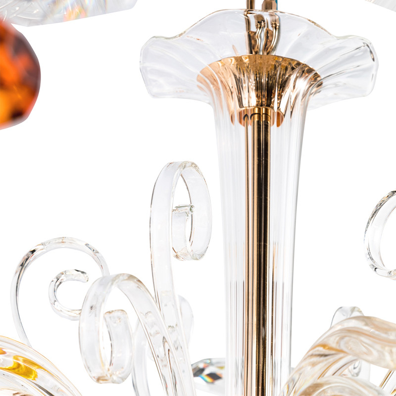 Люстра с 18-ю лампочками и изогнутыми прозрачными элементами из стекла Twisted Glass Candles Chandelier