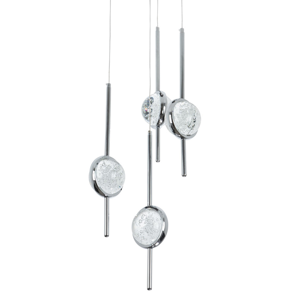 Люстра с 4-мя плафонами из хрустального шара Crystal Bubbles Chrome Hanging Lamp