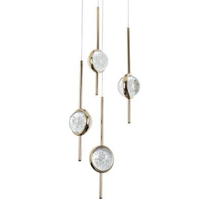 Люстра с 4-мя плафонами из хрустального шара Crystal Bubbles Gold Hanging Lamp