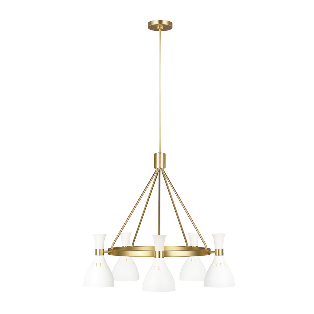 Люстра с 5-ю плафонами в форме песочных часов с узкими перфорированными отверстиями Feiss