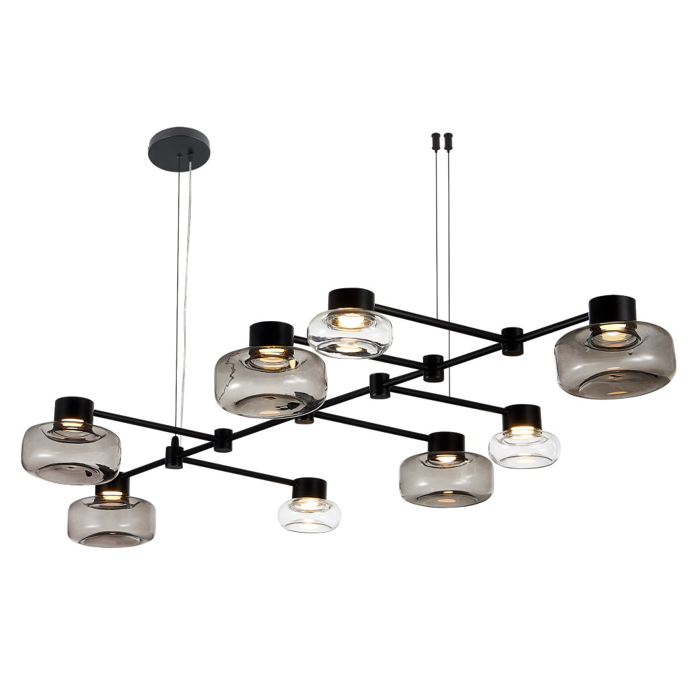 Люстра с 5-ю плафонами разного диаметра и цвета Polyhedron