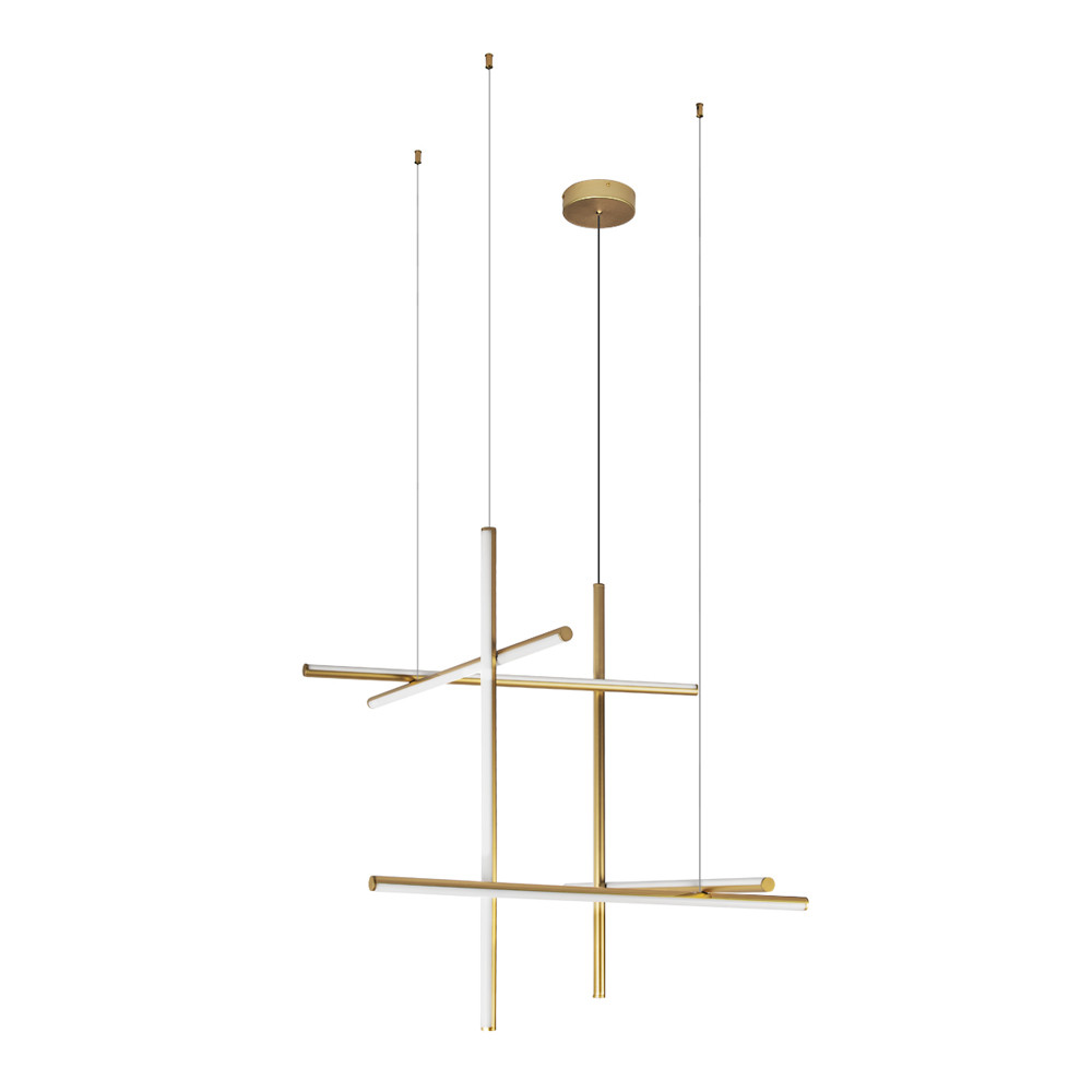 Люстра с 6-ю  пересекающимися цилиндрическими плафонами на тонких тросах Trumpet tube