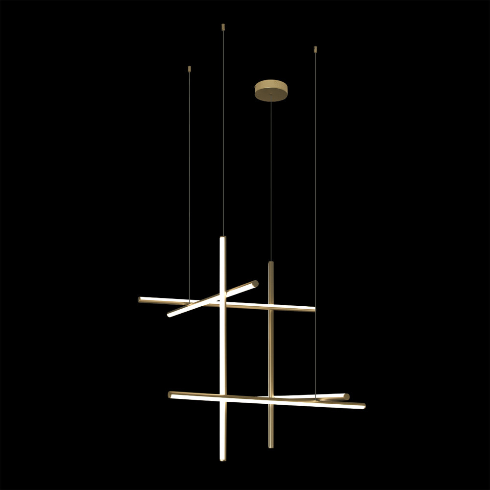 Люстра с 6-ю  пересекающимися цилиндрическими плафонами на тонких тросах Trumpet tube