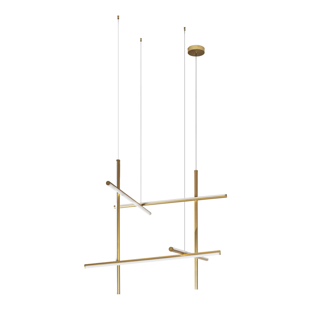 Люстра с 6-ю  пересекающимися цилиндрическими плафонами на тонких тросах Trumpet tube