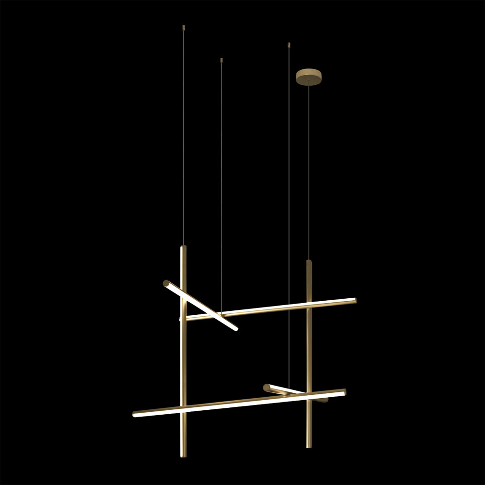 Люстра с 6-ю  пересекающимися цилиндрическими плафонами на тонких тросах Trumpet tube