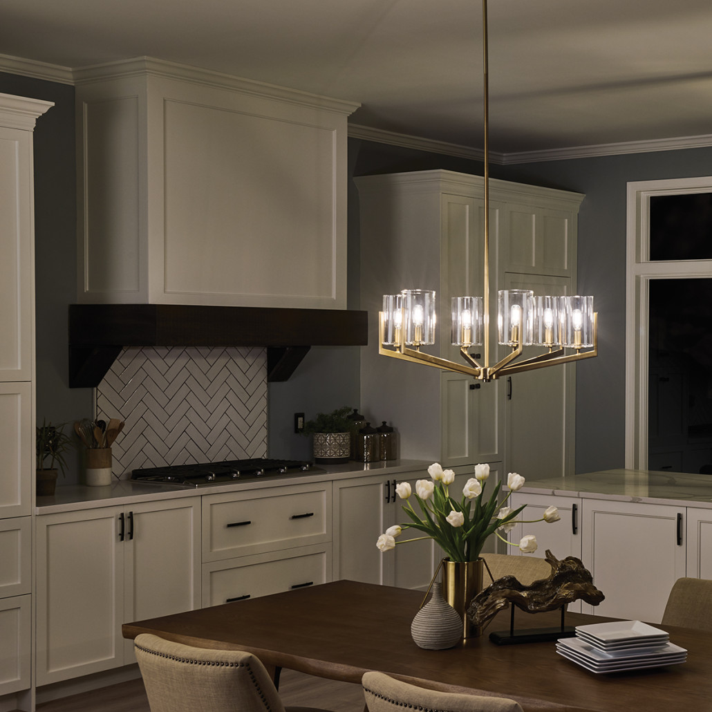 Люстра с 6-ю прозрачными цилиндрическими плафонами Kichler