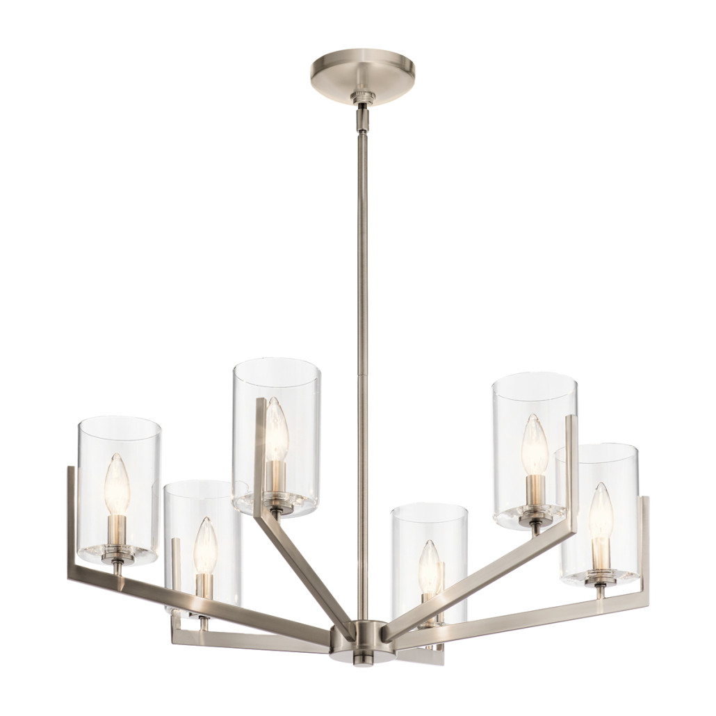 Люстра с 6-ю прозрачными цилиндрическими плафонами Kichler