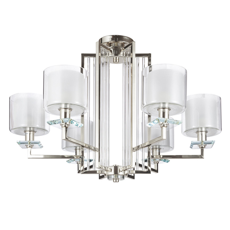 Люстра с 6-ю цилиндрическими плафонами из стекла Laurent