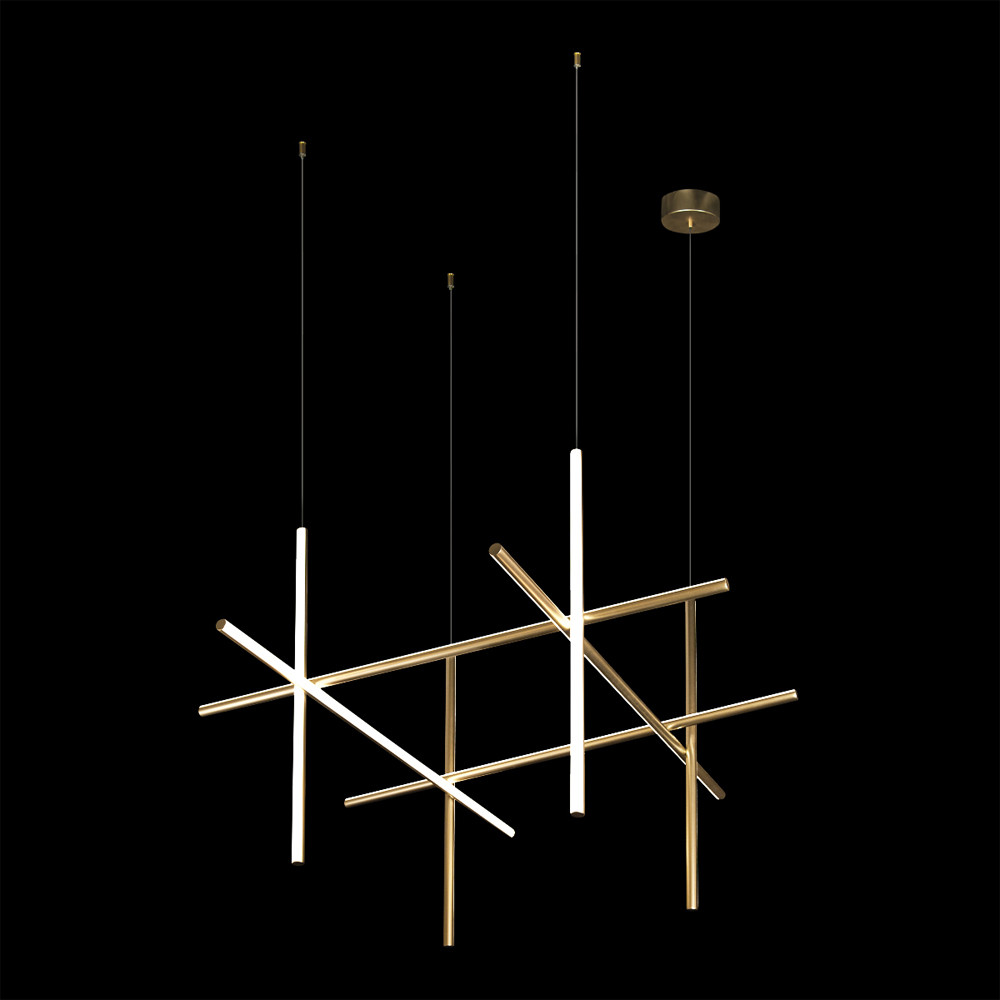 Люстра с 6-ю цилиндрическими плафонами на тонких тросах Trumpet tube