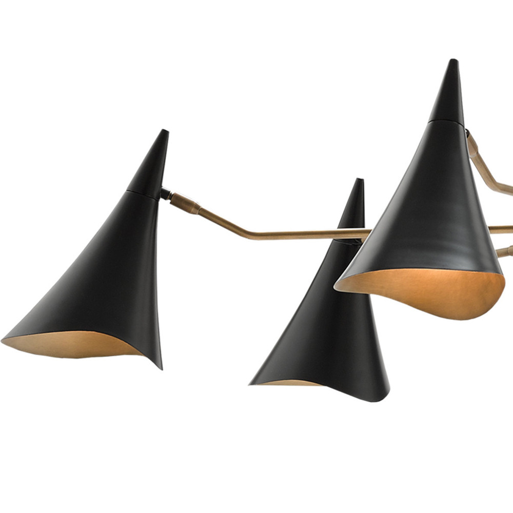 Люстра с 6-ю черными конусообразными плафонами Contrasting Lamps