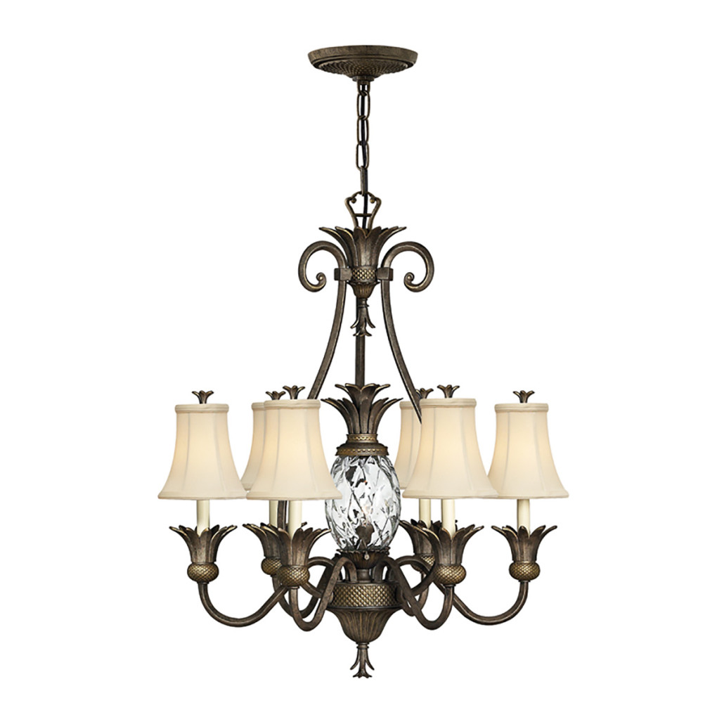 Люстра с 7-ю кремовыми текстильными абажурами Hinkley