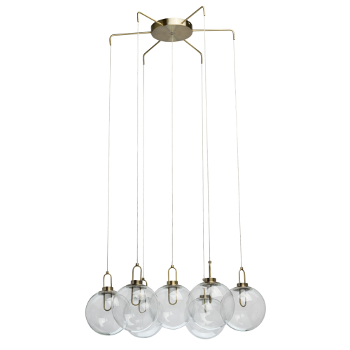 Люстра с 7-ю плафонами из прозрачного стекла в форме шара Orb Cascade