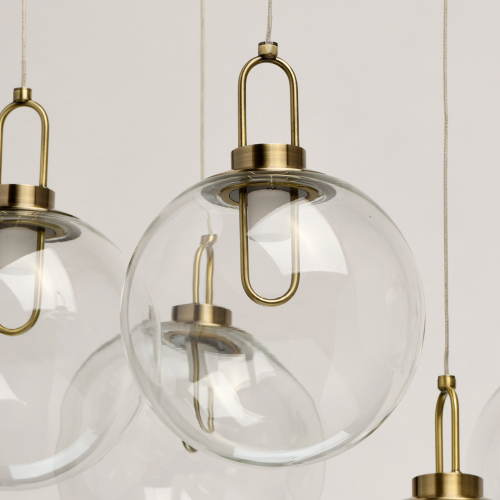 Люстра с 7-ю плафонами из прозрачного стекла в форме шара Orb Cascade