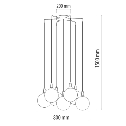 Люстра с 7-ю плафонами из прозрачного стекла в форме шара Orb Cascade