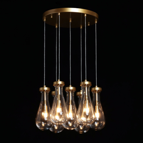 Люстра с 7-ю прозрачными плафонами из стекла в форме капли Lucid Rain