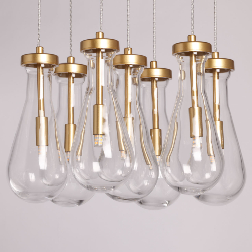 Люстра с 7-ю прозрачными плафонами из стекла в форме капли Lucid Rain