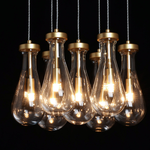 Люстра с 7-ю прозрачными плафонами из стекла в форме капли Lucid Rain