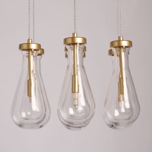 Люстра с 7-ю прозрачными плафонами из стекла в форме капли Lucid Rain