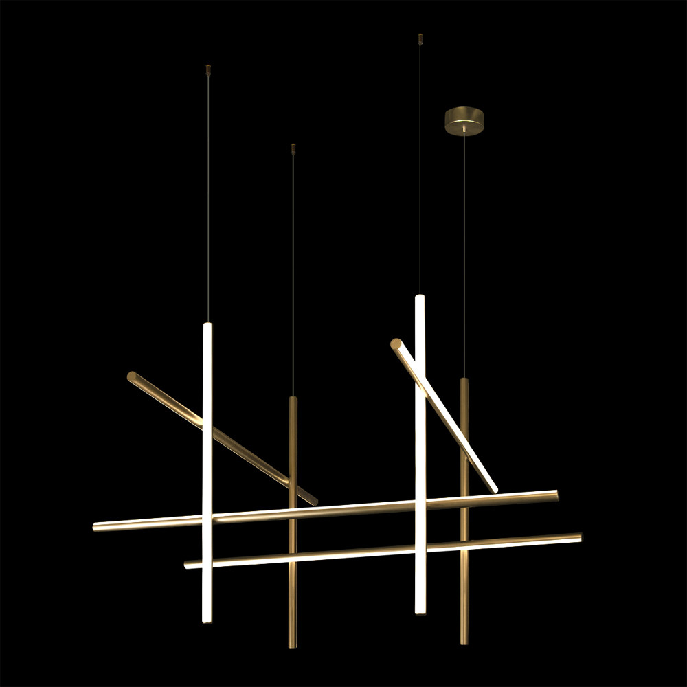 Люстра с 8-ю пересекающимися цилиндрическими плафонами на тонких тросах Trumpet tube