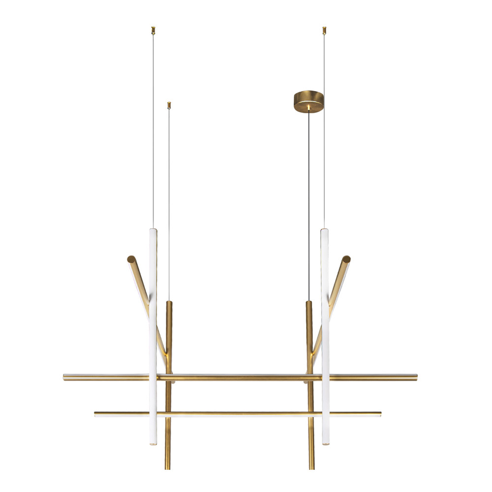 Люстра с 8-ю пересекающимися цилиндрическими плафонами на тонких тросах Trumpet tube