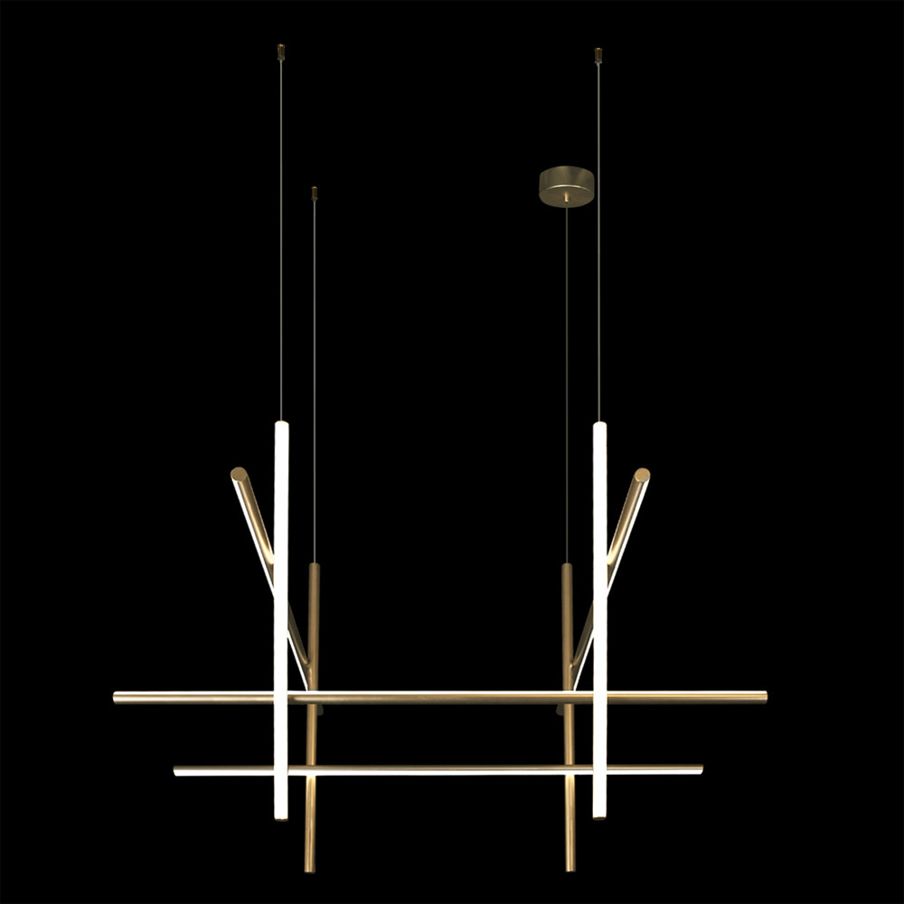 Люстра с 8-ю пересекающимися цилиндрическими плафонами на тонких тросах Trumpet tube