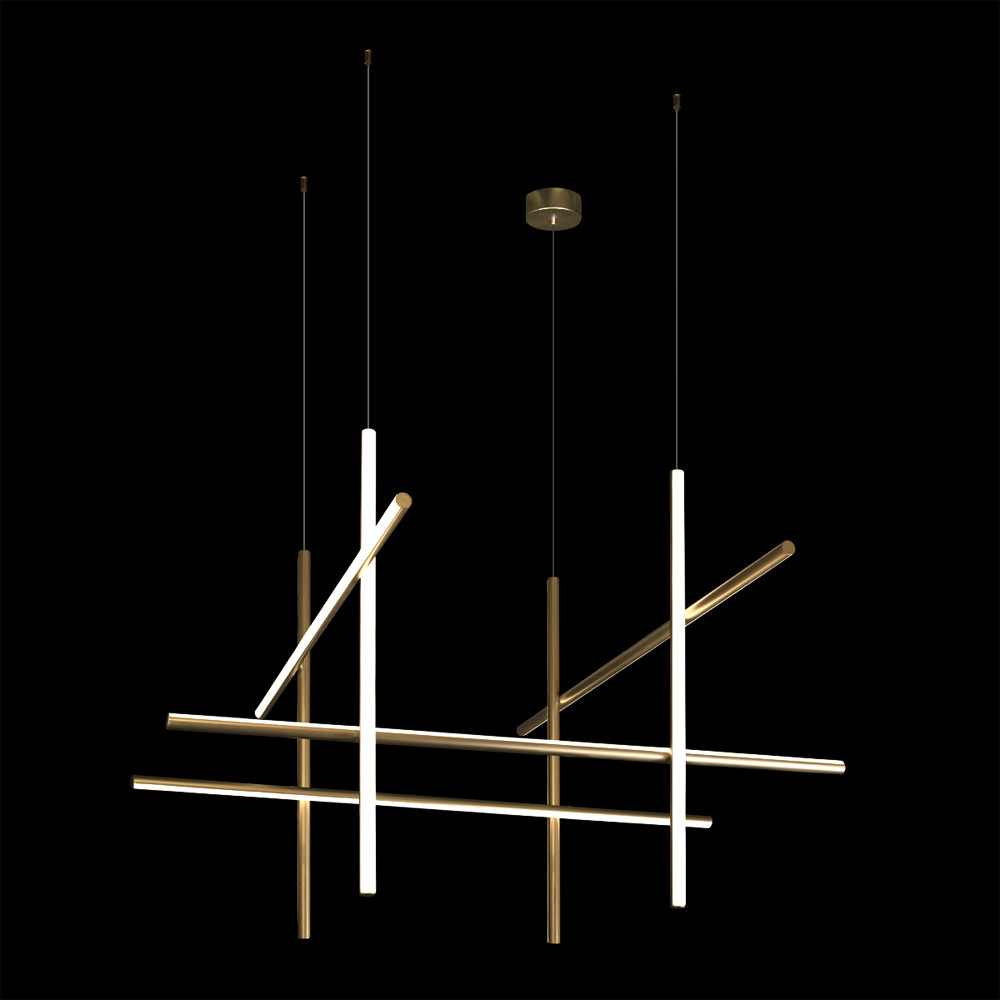 Люстра с 8-ю пересекающимися цилиндрическими плафонами на тонких тросах Trumpet tube
