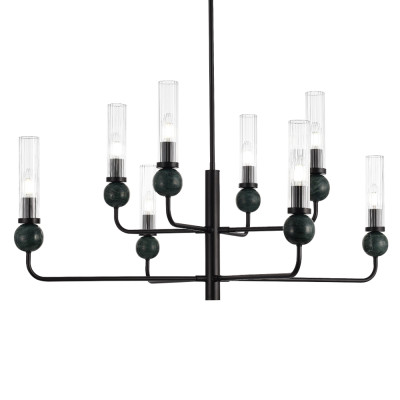 Люстра с 8-ю плафонами в форме стеклянных трубок и мраморных декоративных элементов Montreal