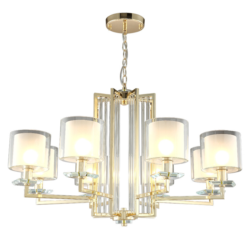 Люстра с 8-ю цилиндрическими плафонами из стекла Laurent