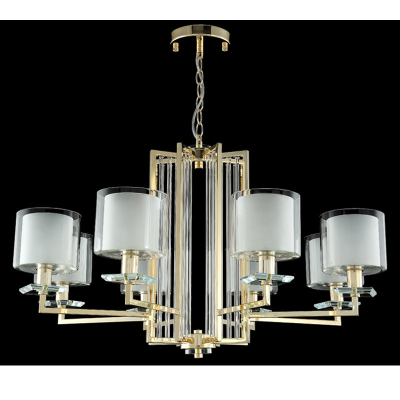 Люстра с 8-ю цилиндрическими плафонами из стекла Laurent