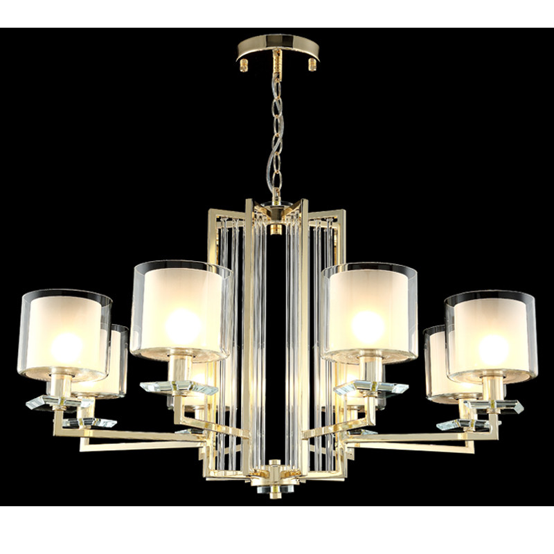 Люстра с 8-ю цилиндрическими плафонами из стекла Laurent