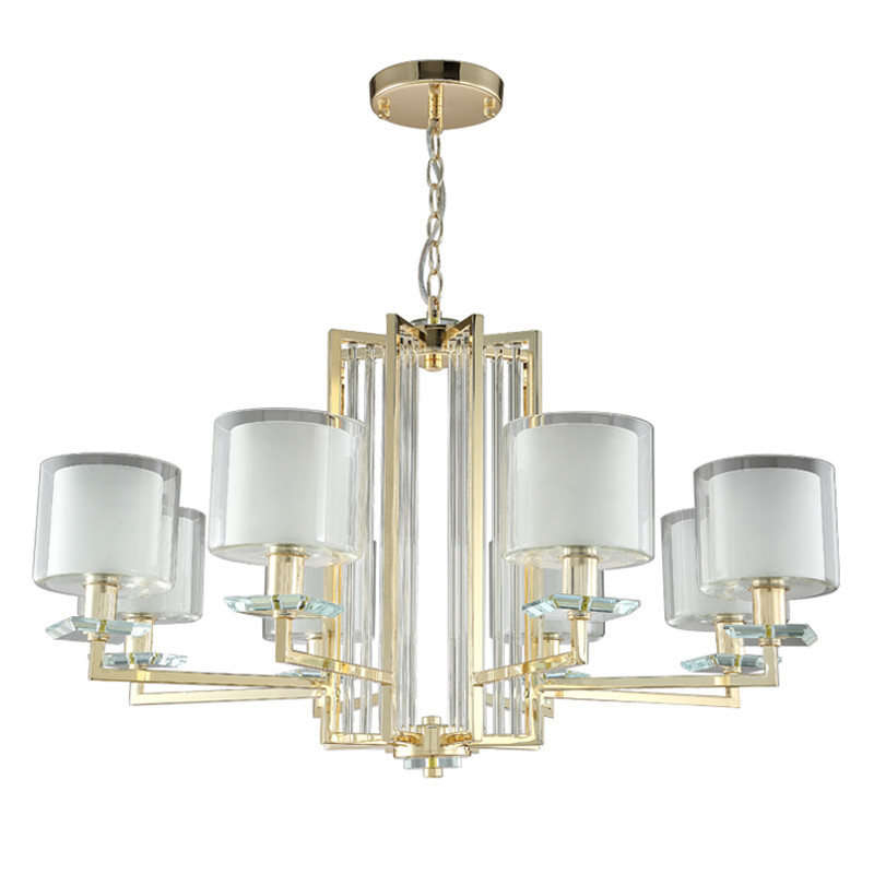 Люстра с 8-ю цилиндрическими плафонами из стекла Laurent