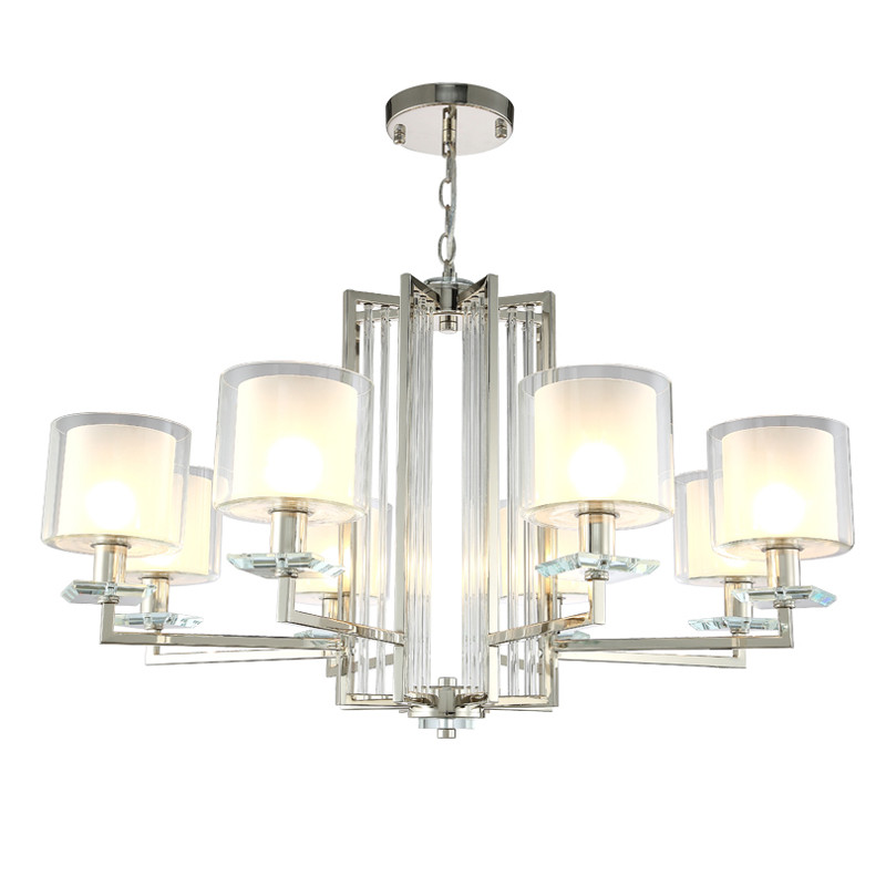 Люстра с 8-ю цилиндрическими плафонами из стекла Laurent