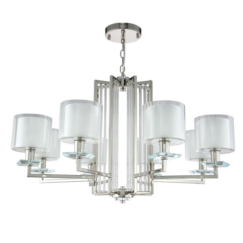 Люстра с 8-ю цилиндрическими плафонами из стекла Laurent