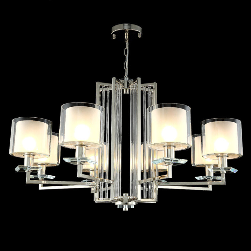 Люстра с 8-ю цилиндрическими плафонами из стекла Laurent