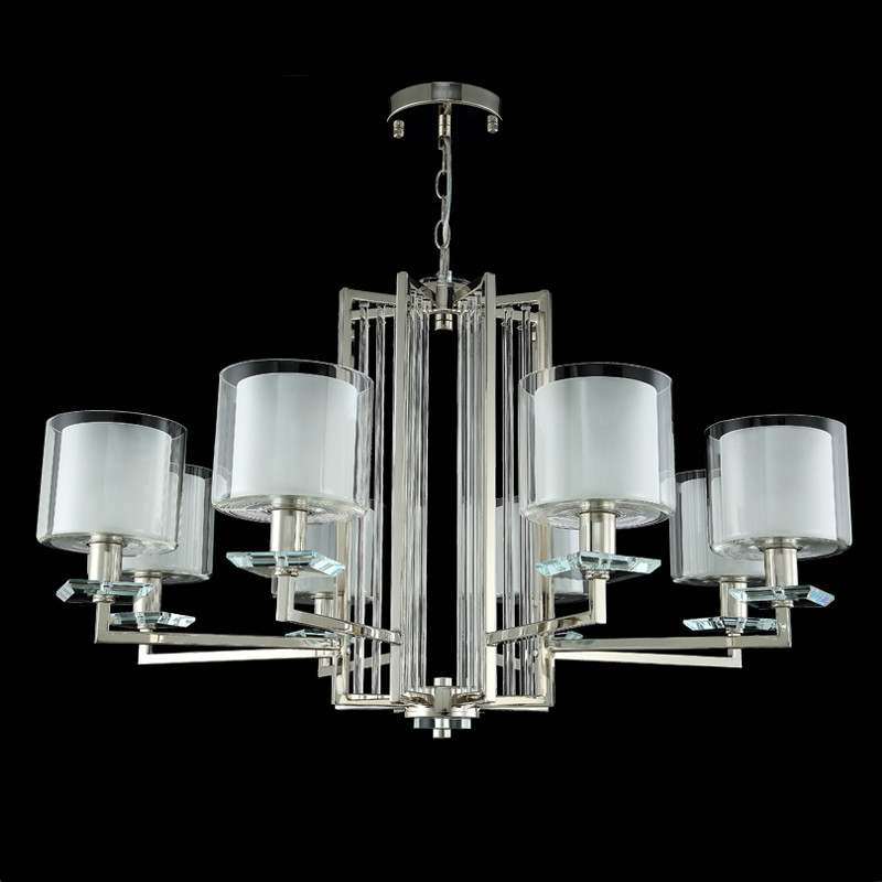 Люстра с 8-ю цилиндрическими плафонами из стекла Laurent