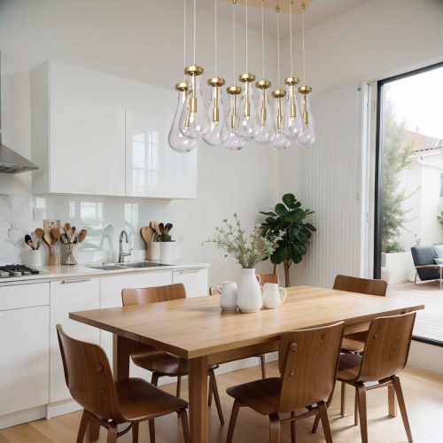 Люстра с 9-ю прозрачными стеклянными плафонами в форме капли Lucid Rain