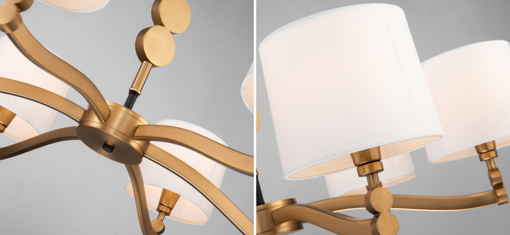 Люстра с абажурами из белой атласной ткани Louise