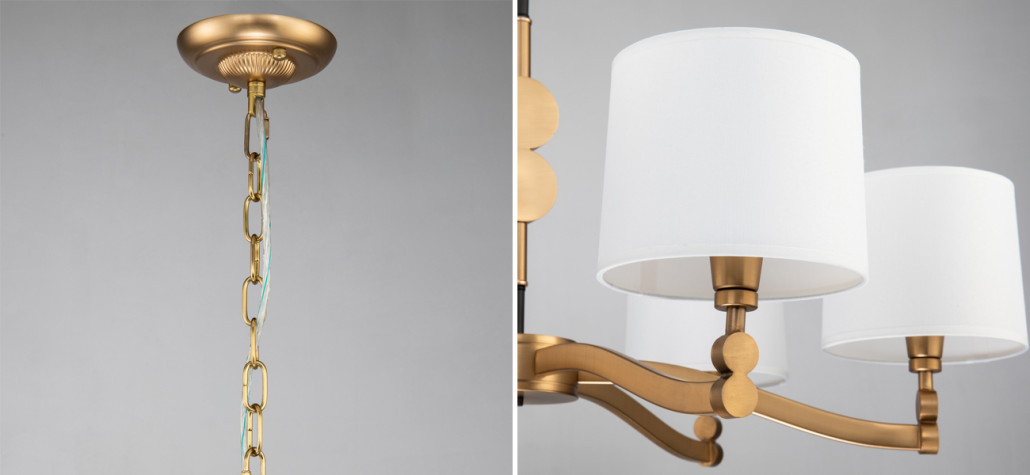 Люстра с абажурами из белой атласной ткани Louise