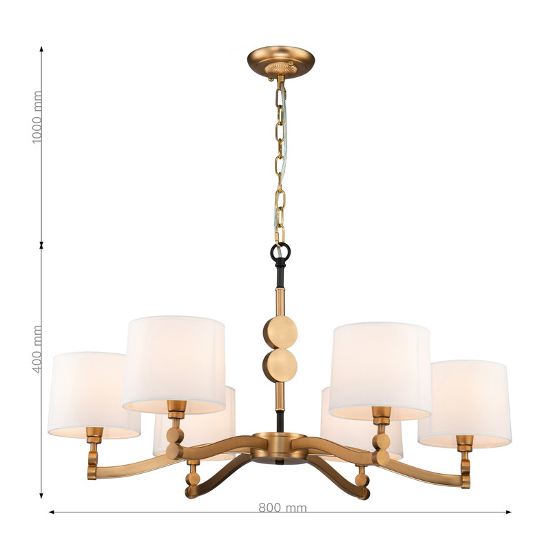 Люстра с абажурами из белой атласной ткани Louise