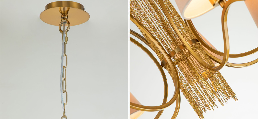 Люстра с абажурами из велюровой ткани Gracy D75 см