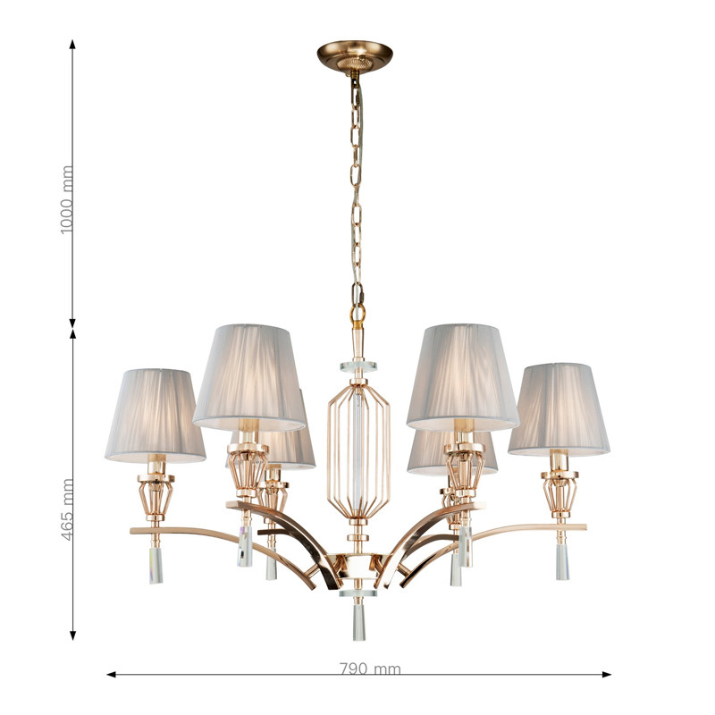 Люстра с абажурами из серых нитей Voile 6 ламп