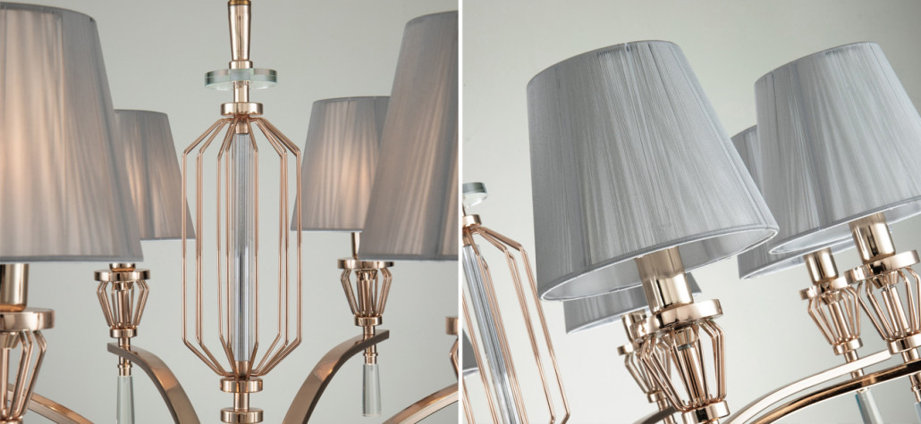 Люстра с абажурами из серых нитей Voile 8 ламп