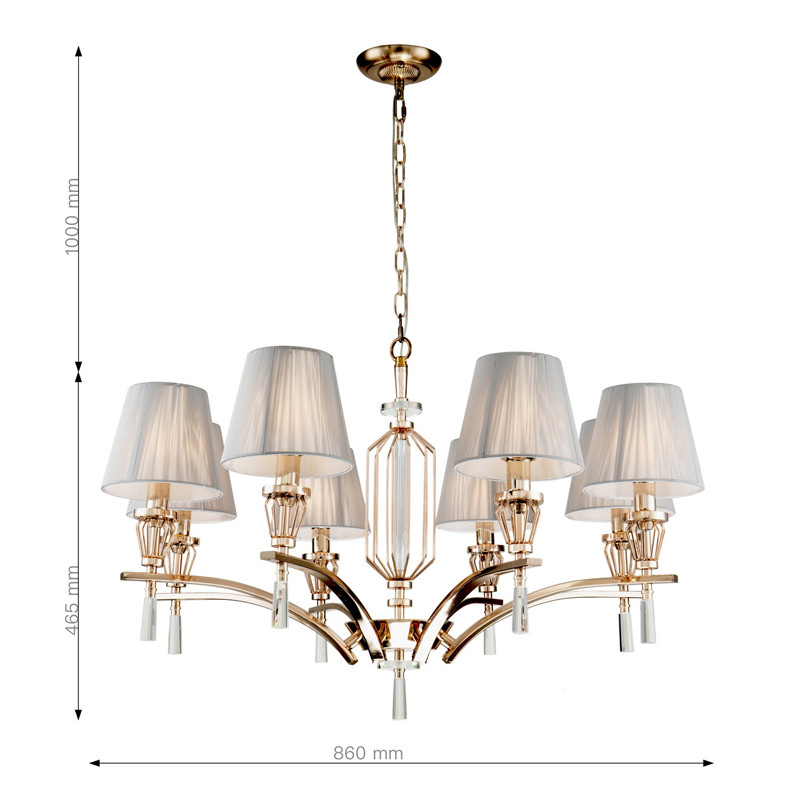 Люстра с абажурами из серых нитей Voile 8 ламп