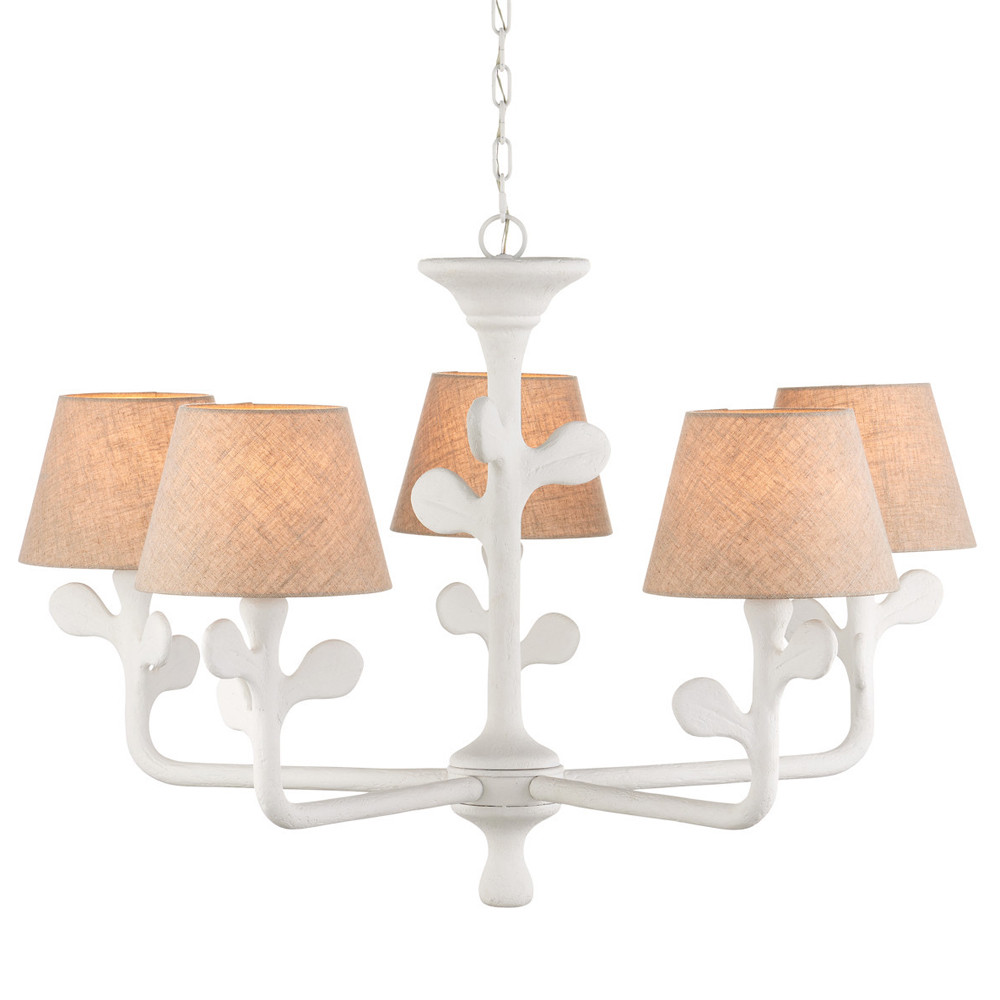 Люстра с белым каркасом и тканевыми абажурами Natural Stems