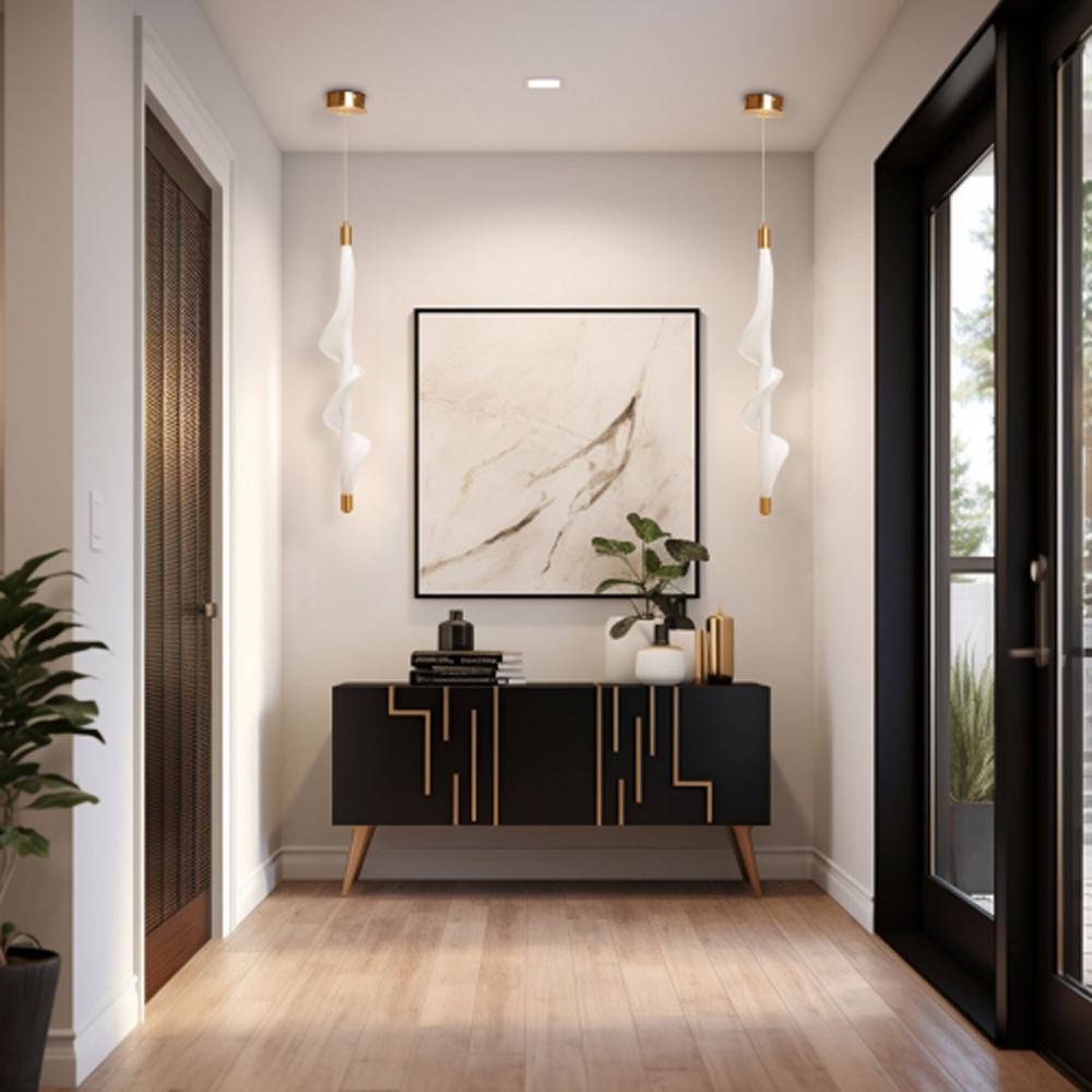 Люстра с белым скрученным плафоном Golden Swirl