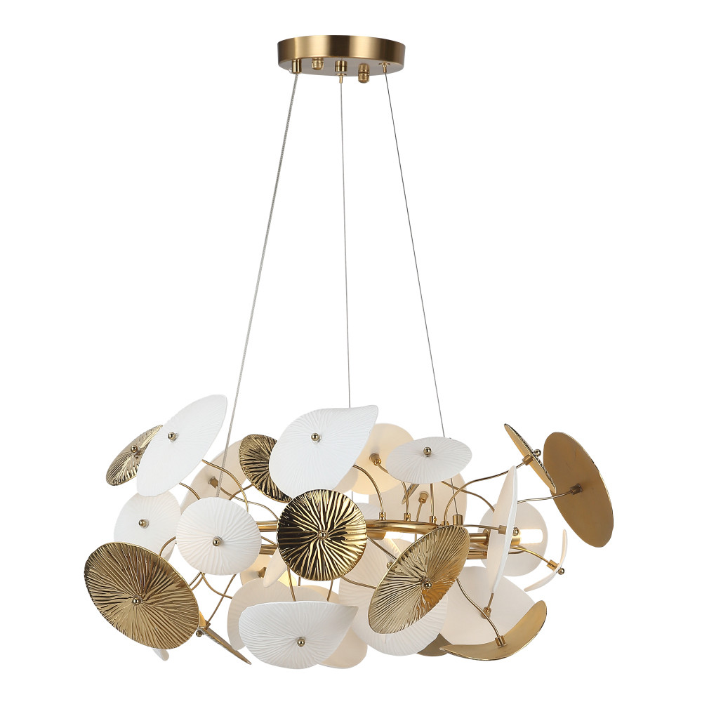 Люстра с белыми и золотистыми цветами Dahlia Flowers Lamp