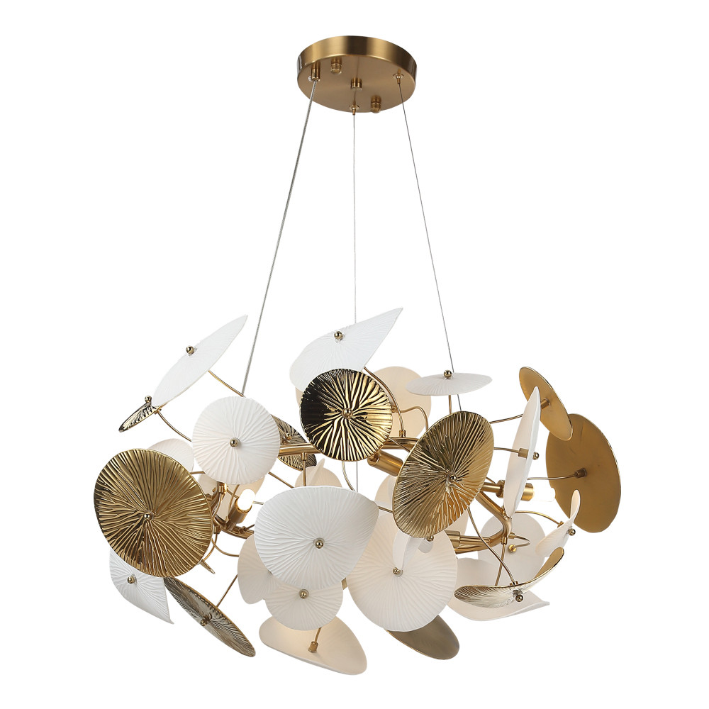 Люстра с белыми и золотистыми цветами Dahlia Flowers Lamp