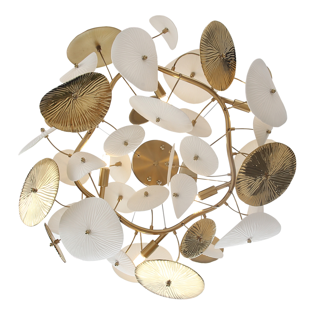 Люстра с белыми и золотистыми цветами Dahlia Flowers Lamp