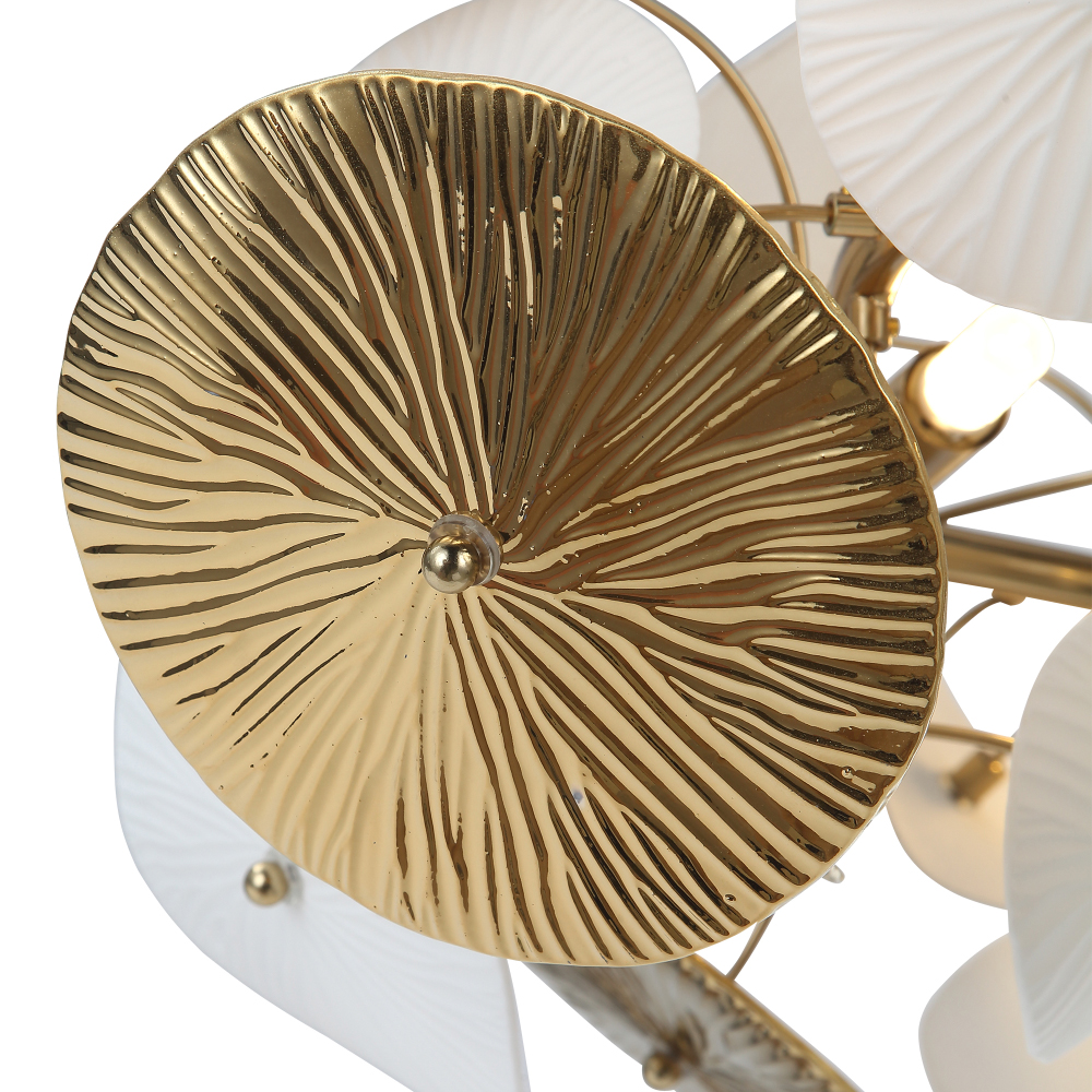 Люстра с белыми и золотистыми цветами Dahlia Flowers Lamp